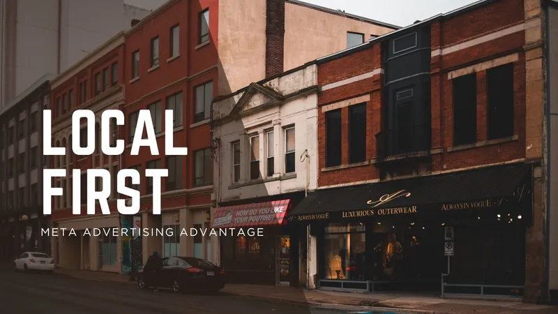 Small town brick building store fronts with cars and people.